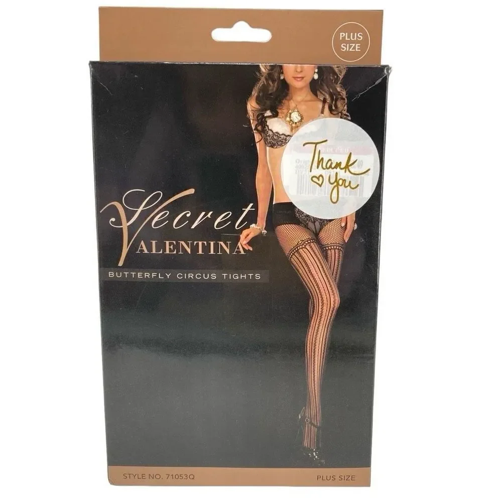 Secret Valentina Women’s Plus Size Black Butterfly Circus Tights OS